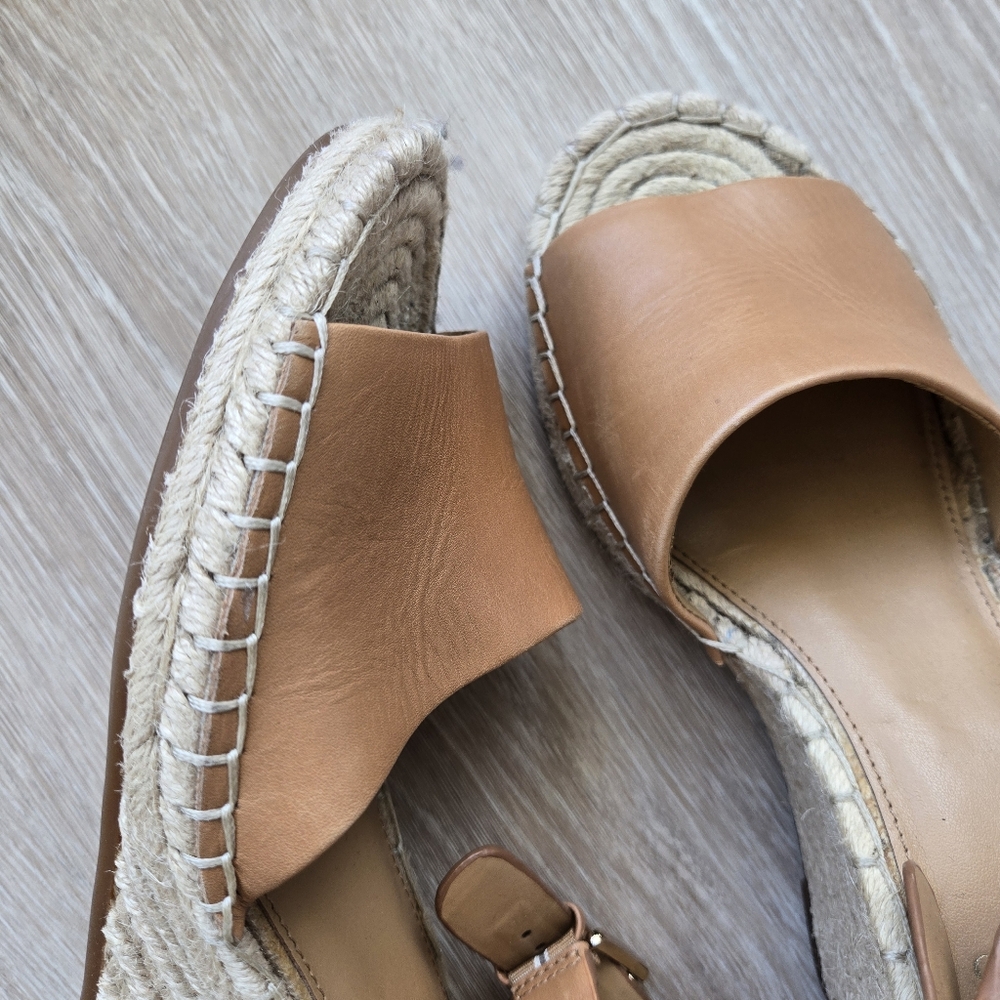 Vince Camuto Tan Brown Leather Espadrille Wedges Venerly Ankle Strap size 10 - Picture 11 of 16